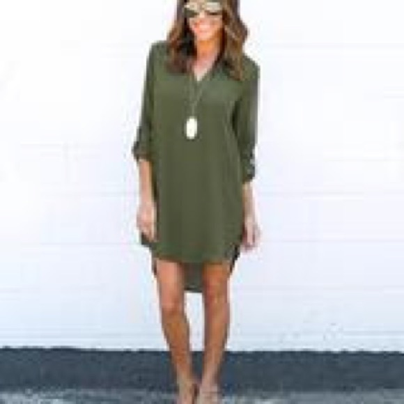 NEW, Shirt Dress w/high-Lo hem - Picture 1 of 1